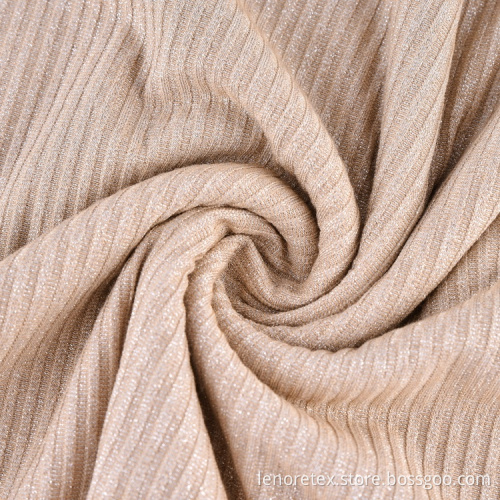 Knit Metallic Lurex Viscose Rayon Rib Fabric